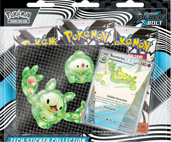 Набор карточек Pokémon TCG Scarlet & Violet Black Bolt Tech Sticker Blister (3 бустера + промо-карта)